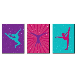 Big Dot of Happiness Tumble, Flip and Twirl - Gymnastics - Sports Themed Wall Art, Kids Room Decor and Game Room Home Decorations - Gift Ideas - 7.5 x 10 inches - Set of 3 Prints