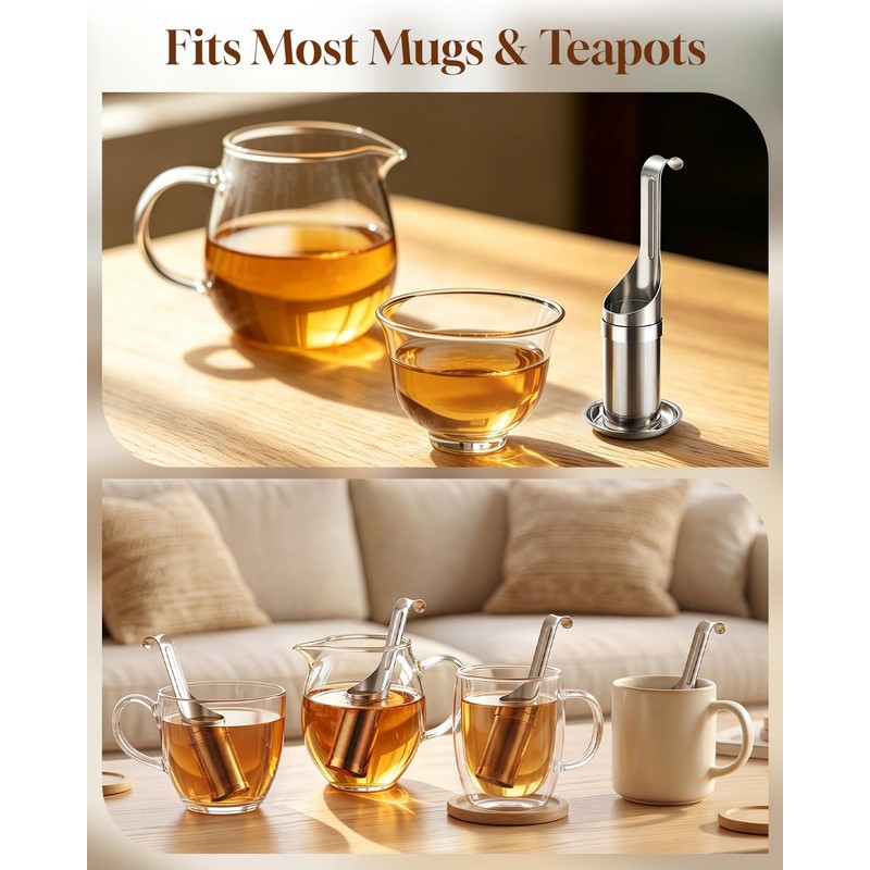 HOUSE AGAIN Tea Infuser for Loose Leaf Tea, 2-in-1 Tea