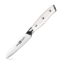 Klaus Meyer Stahl 3.5 inch Paring Knife High Carbon Exclusive German Steel Fruit Knife, Small Kitchen Knife with Ergonomic Handle (White)