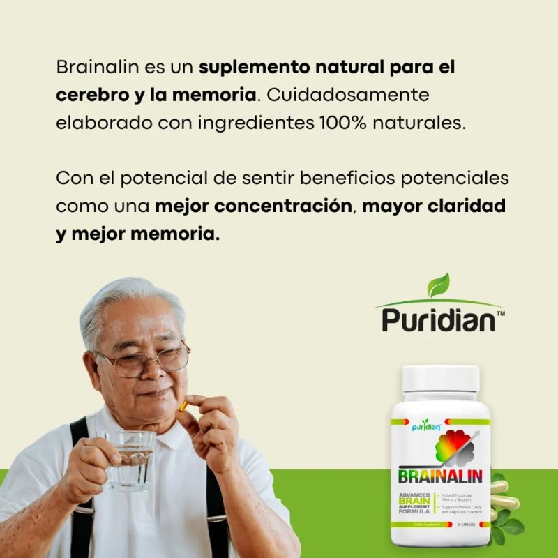 Puridian Brainalin Nootrópico Natural Para Memoria Y Enfoque