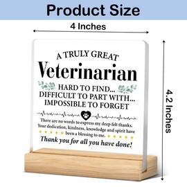 Thank You Gifts for Veterinarian - Vet Tech Gifts - a Truly Great Veterinarian Acrylic Sign Keepsake Present for Birthday Christmas Doctor's Day Retirement Home Office Desk Decor 4 x 4.2 Inches