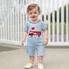 Motlapol Baby Boy Stripe Jumpsuit Golf Cart/Baseball/Football/Fire Truck/Excavator Embroidery Short