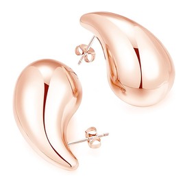 1 Paar Ohrringe Dupes, Chunky Earrings für Damen,Dicke Creolen für Frauen, leichte Waterdrop Hollow Open Hoops, hypoallergene 585 vergoldete Ohrringe Modeschmuck für Frauen und Mädchen