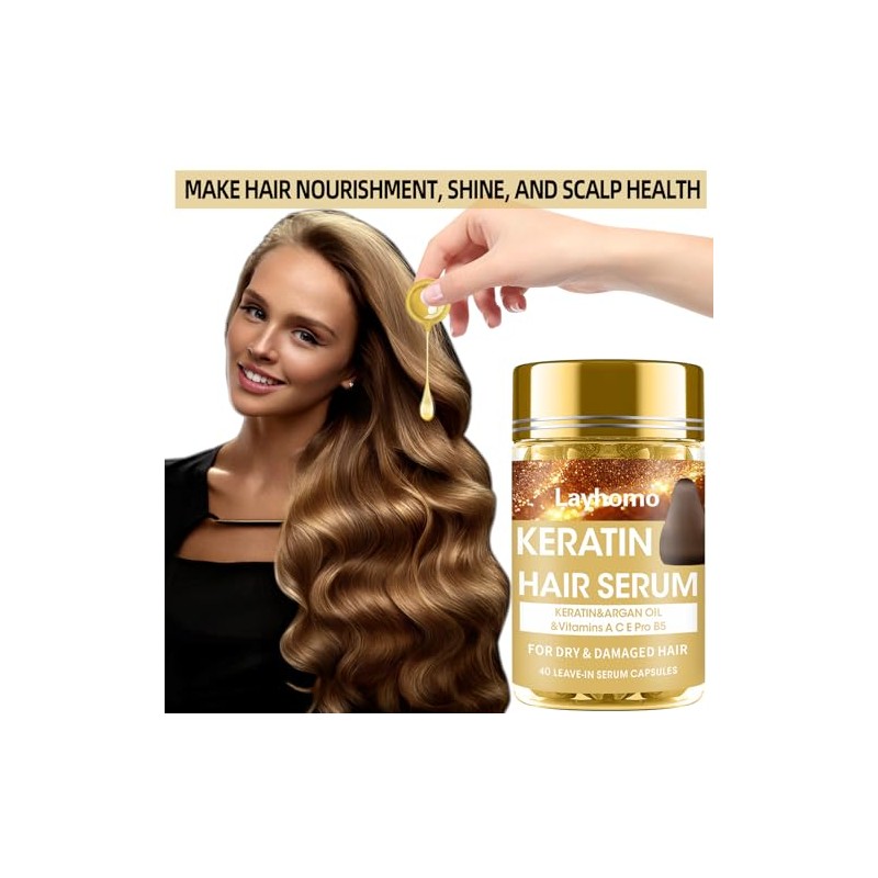 Layhomo Suero Para El Tratamiento Del Cabello,60 Cápsulas Aceite De
