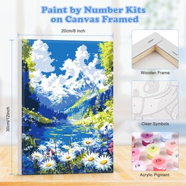 MOGTAA Paint by Numbers for Adults Beginner with Frame, Landscape Paint by Numbers for Adults, Kids' Painting by Numbers, DIY Oil Painting Kits Art Crafts for Home Decor, 8x12in