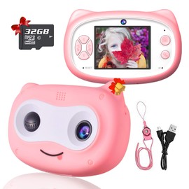 D.DA.D Selfie Kids Camera for Girls Best Birthday Gifts for 3 4 5 6 7 8 Year Old Children Toddler Toys, Portable Rechargeable 20MP Digital Video Camcorder 2.0 Inch IPS Screen with 32GB Card – Pink X11