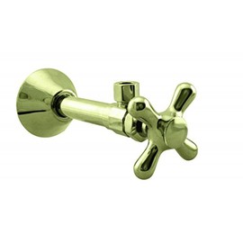 Westbrass D1112X-01 Cross Handle Angle Stop Shut Off Valve 1/2" Copper Sweat x 3/8" OD Compression Outlet, Polished Brass