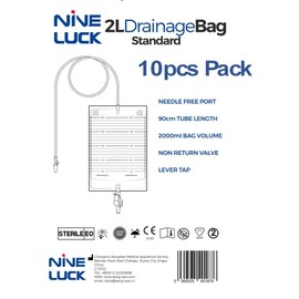 E&E Medical Supplies Ltd. 10pcs Box of Nine Luck Urine Drainage Bag - 2000ml Urinary Night Bag - Urine Bag Sterile Drainage Bag -Lever Tap