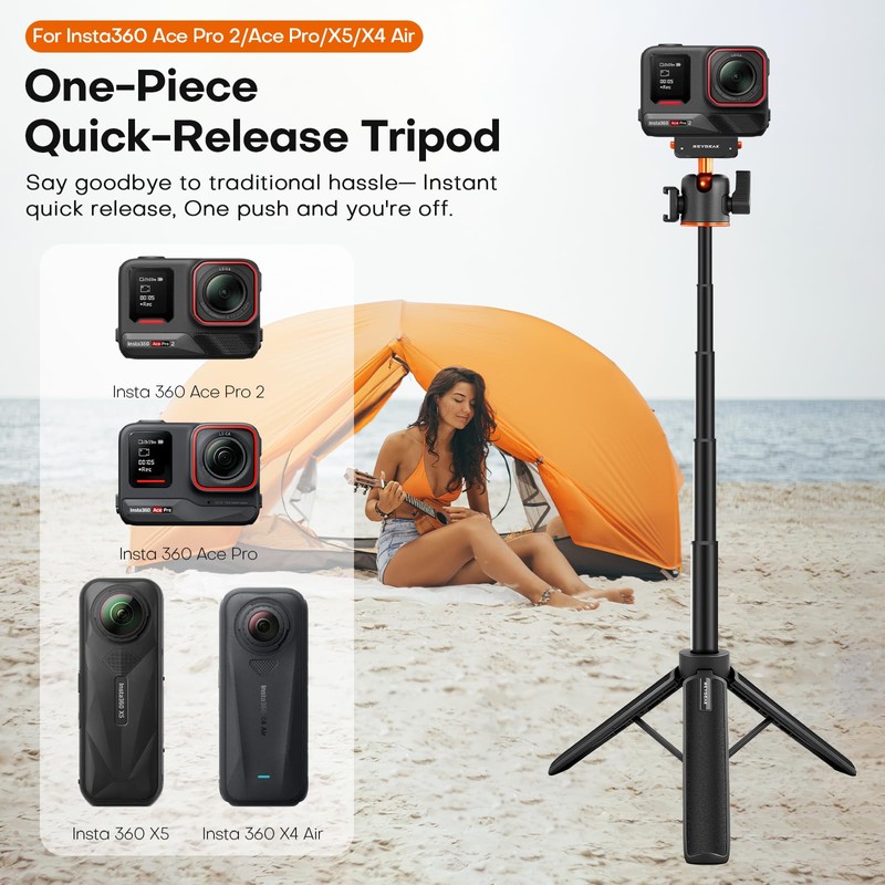 REYGEAK 21" Action Camera Tripod for Insta 360 X5/X4 Air/Ace