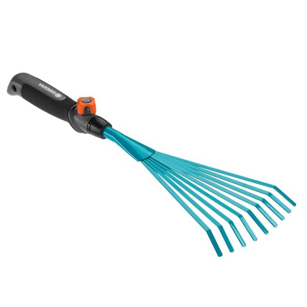 GARDENA combisystem Hand Rake: Wire hand rake for raking up garden waste, 12 cm working width, high-quality steel, ergonomic handle, corrosion protection (8919-20)