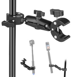 PULUZ Super Double Clamp Mount, Crab Plier Clip Bracket Magic Arm Double Ball Head Adapter for Motorcycle, Bike, Cross Bars, Umbrella, Desktop, Light Stand, Photo Boom Stand