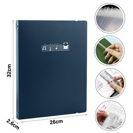 Irtyif Music Folder, Choir Folder, 60 Pages A4 Music Folder for Sheet Music, Plastic Music Folder with 30 Pockets and Elastic Bands, for Paper, Painting, Sheet Music, Documents (Blue)