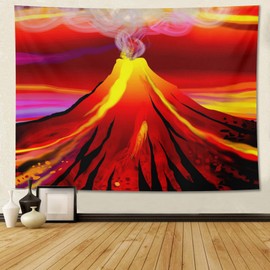 feelacle Volcano Eruption Tapestry 60" X 40" Wall Hanging Party Decorations Home Decor For Bedroom Living Room Dorm (150 X 100cm)