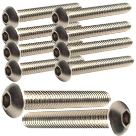 M6 x 70mm Hex Socket Button Machine Bolt Fully Threaded Made of A2 Stainless Steel (Pack of 10)