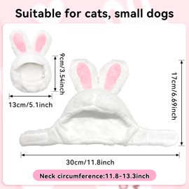 Cat Bunny Rabbit Ears Hat Costumes, Rabbit Ears for Dogs Party Costume Easter, Pet Accessory Cute Headwear, Easter Pet Costume for Cats Small Dogs Puppy (White)