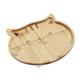 JB Home Collection 4572, Bamboo Cat Shape Food Plate for Snacks Appetizer Fruit Vegetable | Food Platter | Picnic Kitchen Party | Eco-Friendly Plates, 7"x6.5", Cat Face, 1 Pack