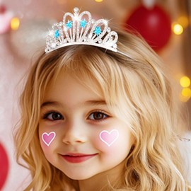 Kilshye Rhinestone Princess Tiara Silver Star Tiaras Crystal Birthday Headband for Girls (Blue, Free Size)