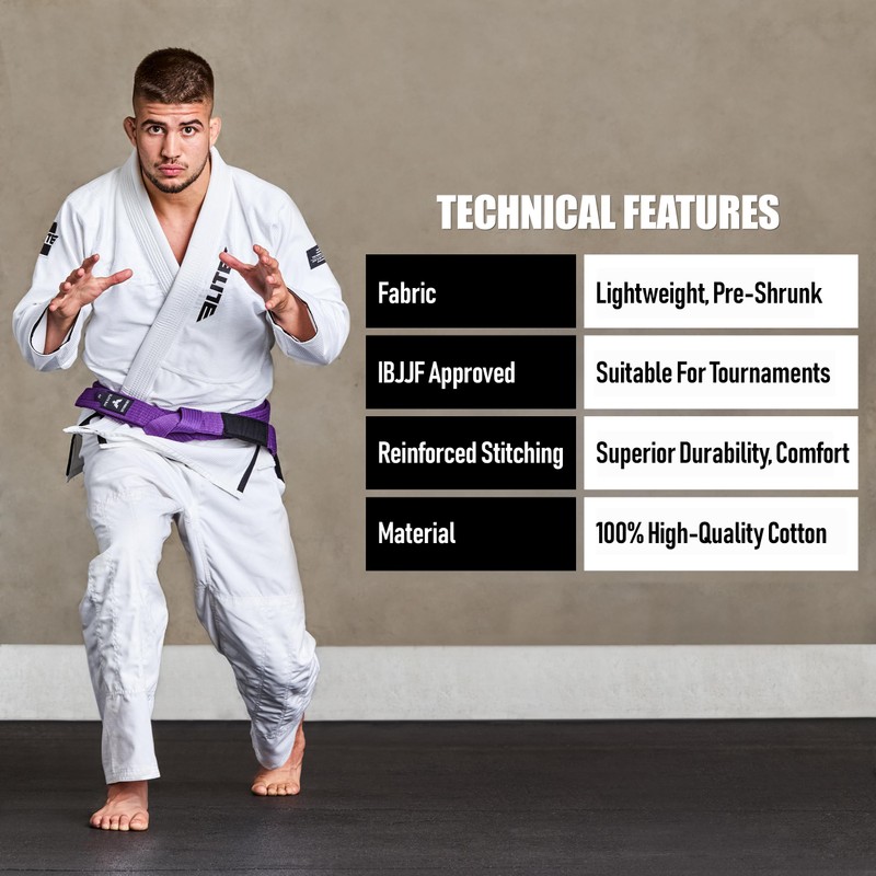 Elite Sports Brazilian Jiu Jitsu BJJ Cinturones, Púrpura, A3