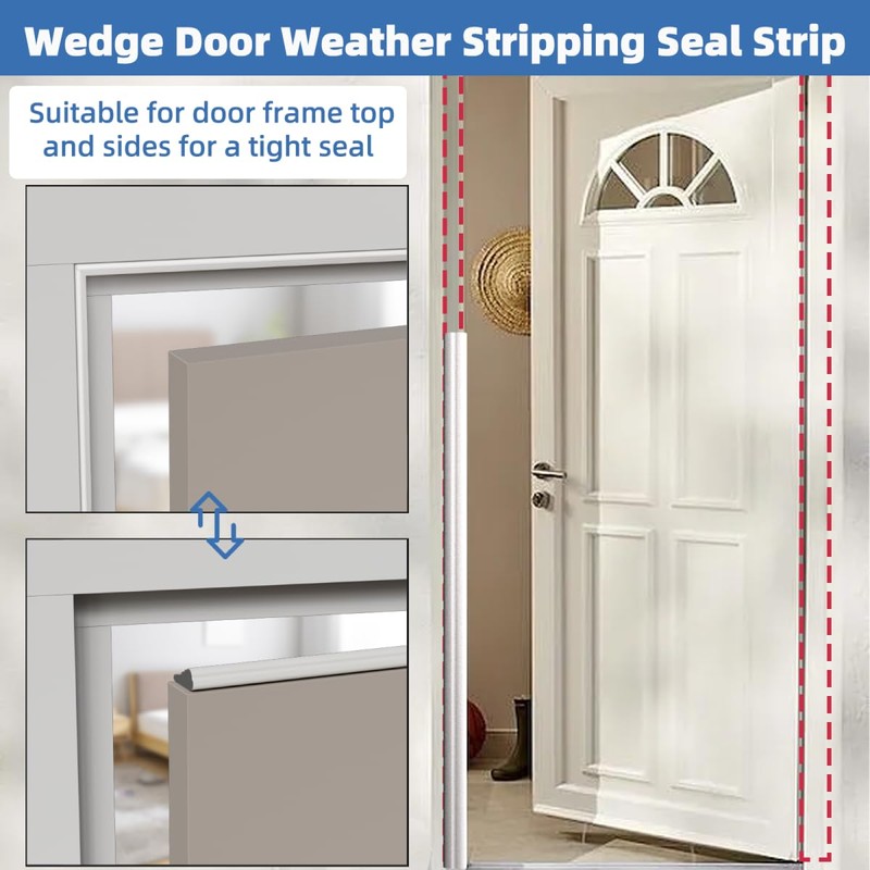 Wedge-Shape Window Weather Stripping Door Frame Seal Strip 3Pcs×196" Brown,Upgrade