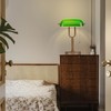 JCPYIUL Green Glass Bankers Lamp, Retro Desk Lamp with USB