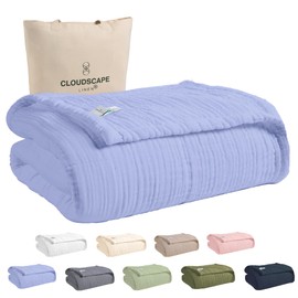 Soft 4 Layer Muslin Cotton Blanket King Size,100% Cotton Blanket, Lightweight and Breathable for All Season, Best for Spring, 92x108, Lavender Blue