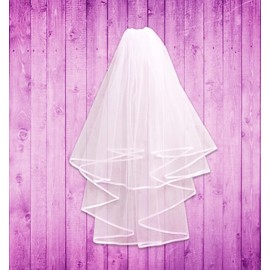 KUNG FU PARTY Glitter Rhinestone Bride to Be Tiara and White Double Ribbon Edge Center Cascade Bridal Wedding Veil with Comb and Bride To Be Satin Sash