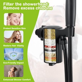 Filtered Handheld Shower Head High Pressure 7-Modes, Shower Heads With Handheld Spray Combo, Removes Chlorine and Harmful Substances (Black)