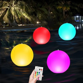SATXTREM 14 Inch Solar Light Up Floating Pool Lights,RGB Color Solar Powered Pool Lights That Float,Glow in The Dark IP68 Waterproof LED Floating Ball Lights for Pool