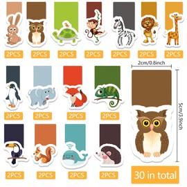 30 Stücke Lesezeichen Magnetisch, Tier Magnet Lesezeichen Magnetische Lesezeichen, Animal Kreativ Page Marker für Kinder Schüler Schule Buchliebhaber Lesezubehör, Lesezeichen Kinder Mitgebsel