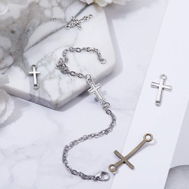 PH PandaHall 32pcs Cross Connector Charms, 8 Style Links Cross Connector Charm for Easter Eid Mubarak Ramadan Decoration Necklace Earring Bracelet Jewelry Making
