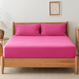 SSW HOMES Fitted Sheet Extra Deep 40cm, Brushed Microfiber Breathable Durable Soft Hypoallergenic Fitted Bed Sheet Shrinkage and Fade Resistant (Pink, Double)