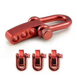 Ganzoo Stainless Steel Shackle Straight with Screw Lock for Screwing Solid Connector in Metallic Red, Set of 3, Size M, Opening 19 x 10 mm, Thickness 5 mm, 23 g, for Paracord 550, Straps, Collars