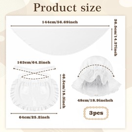 3 Pcs Colonial Costume Women, Colonial White Bonnet, Lace Shawl and Ruffle Waist Apron with Pockets, Maid Dress for Party Cosplay Historical Reenactment, School Activities