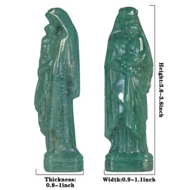 dssmboom Reiki Healing Madonna and Child Crystal Figurine, Hand Carved Blessed Virgin Mary with Child Jesus Statue Catholic Home Decoration, Green Aventurine