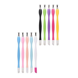 Mikinona 2sets U-shaped Stainless Cuticle Remover Tool Pusher Nail Manicure Kit Portable Forks Ergonomic Handle 15pcs*2