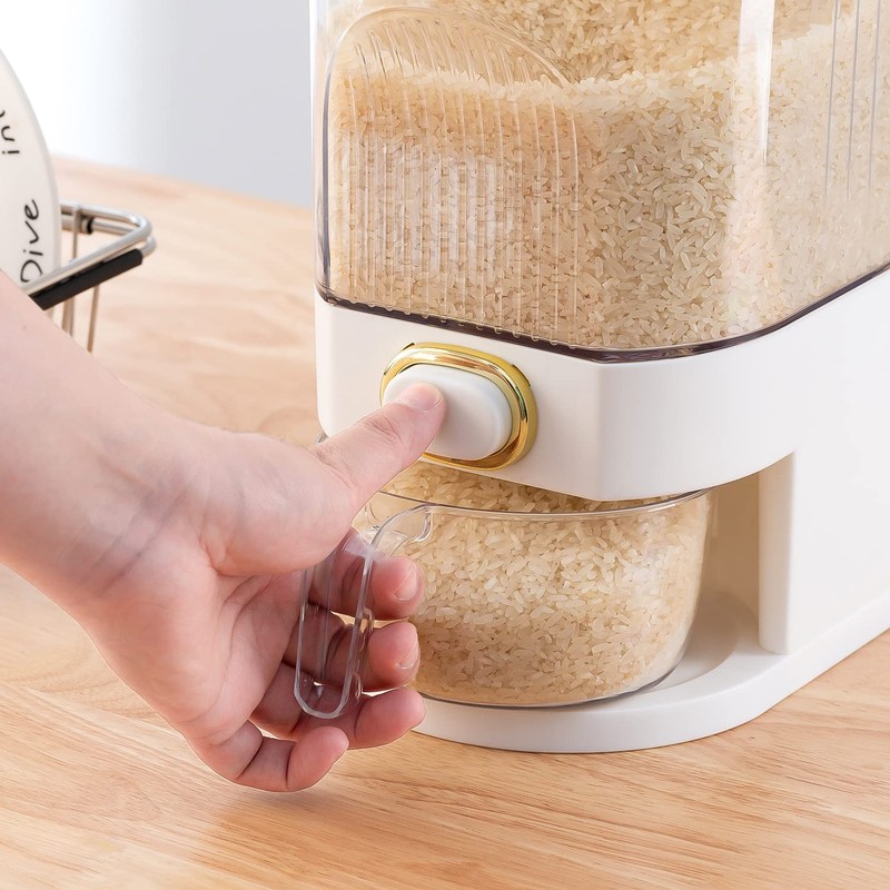 Sooyee 11Lbs Rice Dispenser, Large Grain Container Storage with Lid