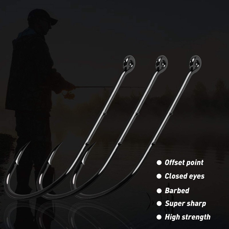 130pcs Baitholder Fishing Hooks Set Carbon Steel Black Barbed Baitholder
