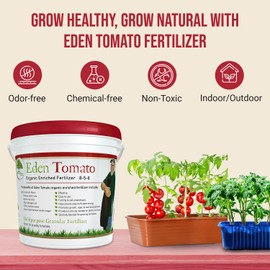 Eden Tomato Organic Enriched Fertilizer | Neem Plant Food 8-5-8 Enriched Formula | for Growing Healthy & Natural Tomatoes (5lbs)