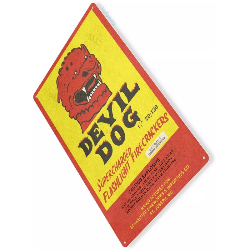 Decor Devil Dog Firecracker 4th July Fireworks Retro USA Wall