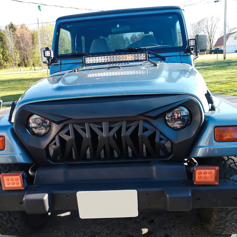 Allinoneparts Front Shark Grille Compatible with Jeep Wrangler Rubicon Sahara