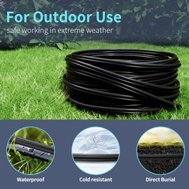 Energeaster Electrical Wire 2 Conductors Black Cable Hookup LED Lighting Strips Flexible Wire Outdoor Extension Cord 16 Gauge Copper Clad Aluminum Wire Low Voltage Cable(16AWG 50FT)