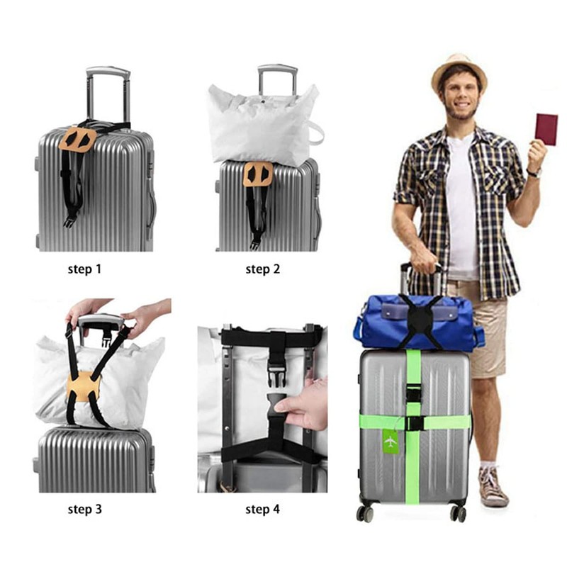 LAKNUY 2-Pack Travel Luggage Bag Bungee Suitcase Adjustable Belt，Luggage Straps