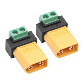 JSADZKJ 2Stück XT60-zu-2-Pin-Schraubklemmen-Adapter,10 A XT60-Stecker zu 2-Pin-Lötfreier Konverter-Netzstecker,für Solarmodule,tragbare Stromversorgungsstationen,Drohnen (Männlich zu Männlich)