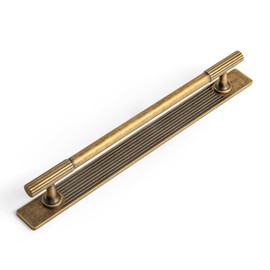 Goo-Ki Antique Brass Zinc Alloy Cabinet Handle with Backplate - 7.56''(192mm) Hole Center Cabinet Pull Hardware for Bedroom, Kitchen, 2 Pack（9596-G）