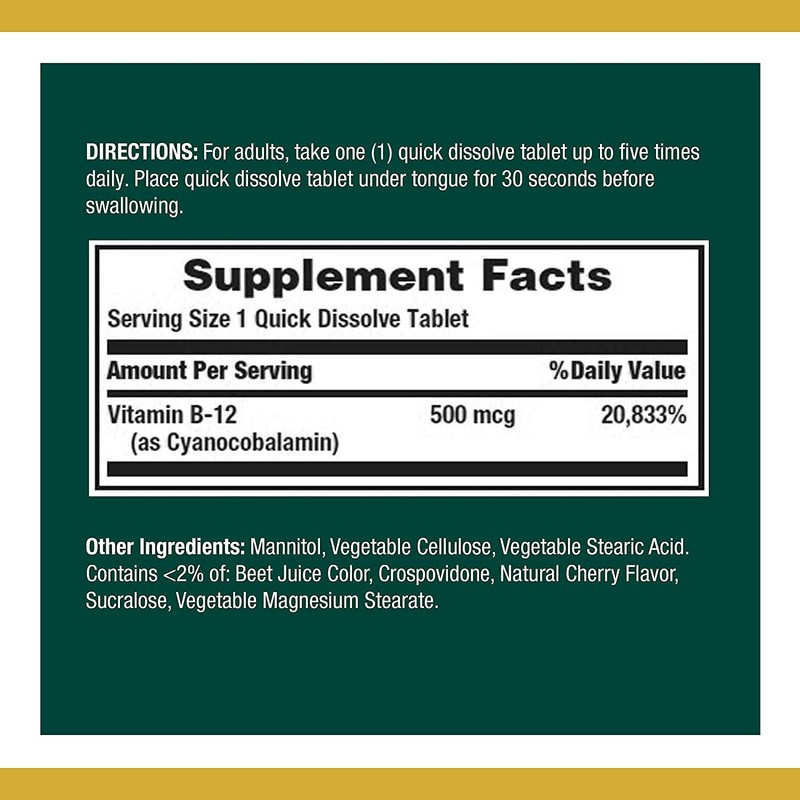 Nature's Bounty Vitamin B12, Supports Energy Metabolism and Nervous System