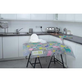 Tiddlers & Nippers Large 130cm x 130cm Reusable Splash Splat Mat | Waterproof, Machine Washable, Anti-Slip | for Meal Times Under High Chair, Picnics, Crafts, Play Mat, Table Cloth (Dinky Dinos)