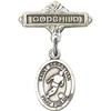 Sterling Silver Baby Badge with St. Sebastian/Soccer Charm and Godchild