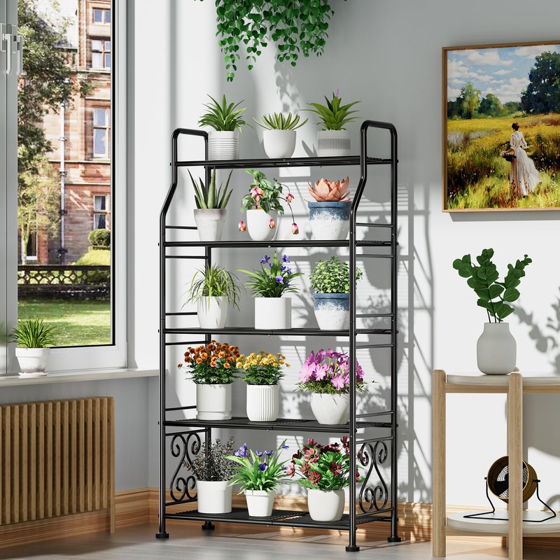 GIOTORENT Plant Stand Outdoor Indoor 5 Tier Metal Waterproof -