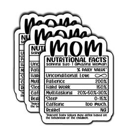 (3Pcs) Mom Nutritional Facts Sticker Decoration for Phones Waterproof Vinyl for Water Bottle Gifts for Mom from Daughters and Sons, Mothers Day, Christmas, Birthday, Grandma Gifts, New Moms 3"x2.3"