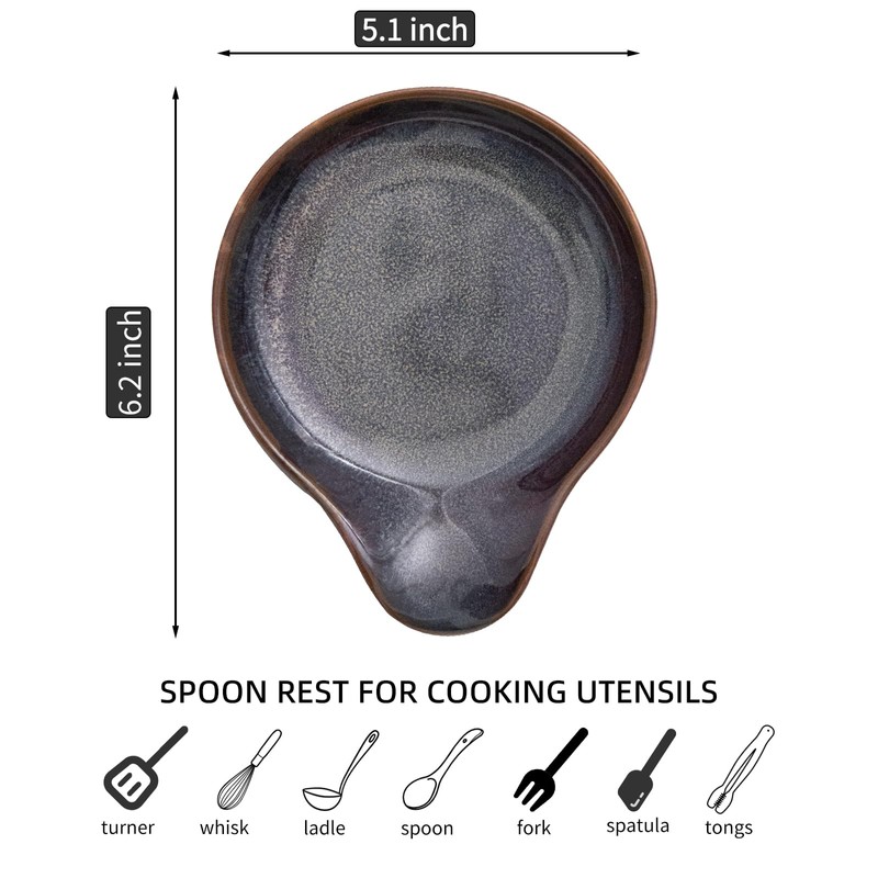 Farmhouse Ceramic Spoon Rests Holder,Coffee Spoon,Cooking Utensil,Ladles, Tong for Kitchen